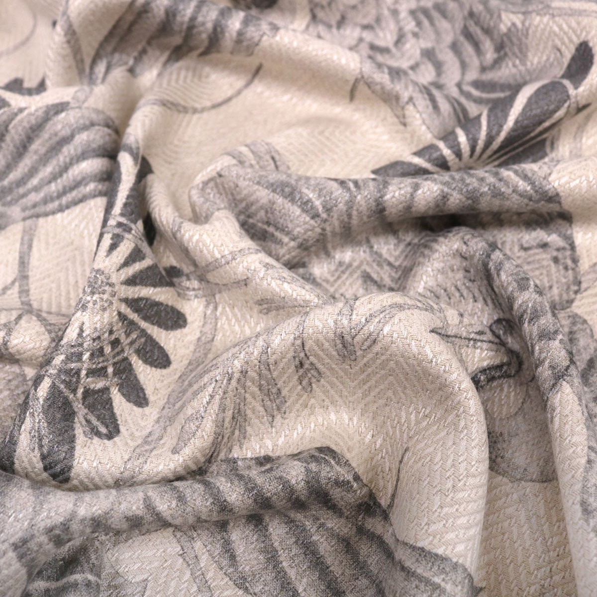 Hamilton Fabrics Montague Slate Art Deco Nouveau Cranes Drapery